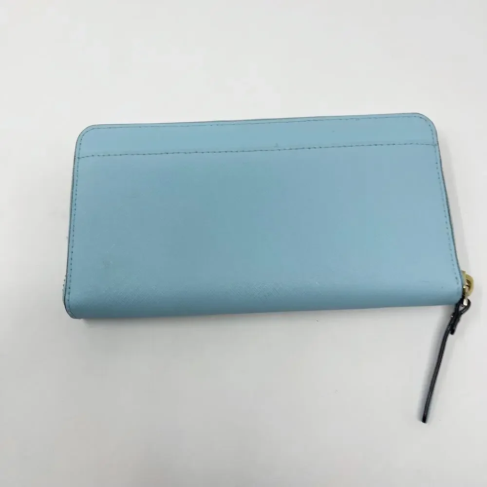Kate Spade Grace Blue Newbury Lane Neda Wallet Leather Zip Around Gold Hardware
